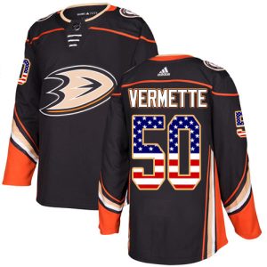 Kinder Anaheim Ducks Eishockey Trikot Antoine Vermette #50 Schwarz USA Flag Fashion